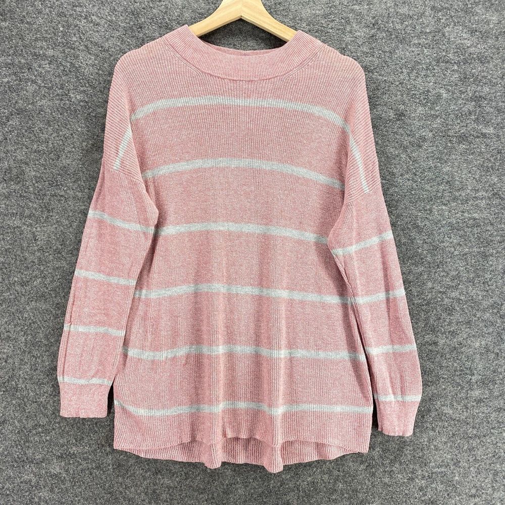 American Eagle Outfitters Pink and White Striped Sweater